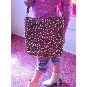 MADEWELL The Medium Transport Tote Pecan Printed Calf Hair